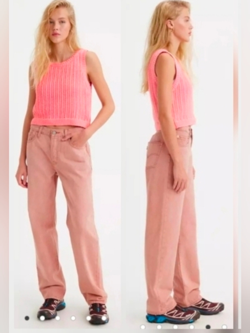 ❤️ LEVIS PREMIUM 501 90's STRAIGHT LOOSE FIT LEG JEANS, BOTANICAL SAFFLOWER PINK